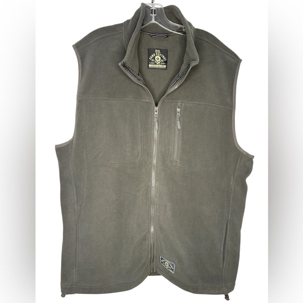 Zero Foxtrot Olive Green Fleece Vest 2XL Tactical Military Style Zip Pockets